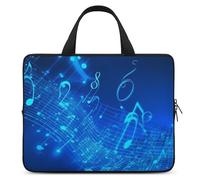 Blue Musical Notes Laptop Bag Durable Laptop Sleeve Water-Resistant Notebook Bag for Computer Or Tablet