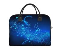 Blue Musical Notes Laptop Tote Bag Casual Travel Handbag Multi Pocket Shoulder Bags for Work Travel