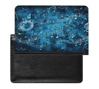 Blue Musical Notes Passport Holder Vaccine Card Holder Travel Document Organizer Credit Card Organizer for Women/Men