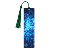 Blue Musical Notes Print 5pcs Wooden Bookmarks with Tassels, Reading Page Markers Book Marks, Gifts for Men Women