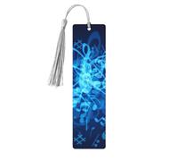 Blue Musical Notes Print 5pcs Wooden Bookmarks with Tassels, Reading Page Markers Book Marks, Gifts for Men Women