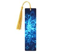 Blue Musical Notes Print 5pcs Wooden Bookmarks with Tassels, Reading Page Markers Book Marks, Gifts for Men Women