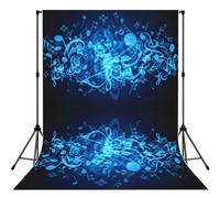 Blue Musical Notes Print Backdrop For Photoshoot, Photo Backdrop Background Curtain For Photography Portraits(No Stand)