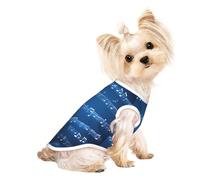 Blue Musical Notes Print Dog Lightweight Shirt,Summer Cool Breathable Dog T-Shirts,Pet Sleeveless Stretchy Clothes