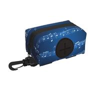 Blue Musical Notes print Dog Poop Bag Holder for Leash Doggie Waste Bag Dispenser Soft Fabric Puppy Potty Carrier