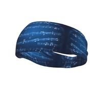 Blue Musical Notes Print Elastic Headbands for Women Sports Head Wrap Unisex Sweatbands,for Workout Yoga Running