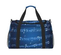 Blue Musical Notes Print Functional Travel Tote Ample Space Travel Bag Foldable Carry On Tote for Weekender
