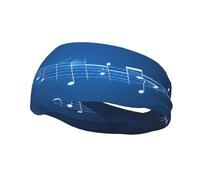Blue Musical Notes Print Lightweight Sports Sweatband For Men Women Stretchable For Gym Basketball Yoga