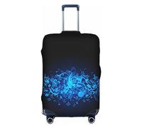 Blue Musical Notes Print Luggage Cover Suitcase Protector Travel Suitcase Cover For Kid And Adult Fits 18-32 Inch, White, S