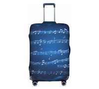 Blue Musical Notes Print Luggage Cover Suitcase Protector Travel Suitcase Cover For Kid And Adult Fits 18-32 Inch, White, L