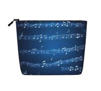 Blue Musical Notes Print Makeup Bag Cute Cosmetic Bag for Women Makeup Pouch Travel Toiletry Bag for Lady