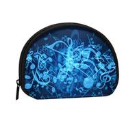 Blue Musical Notes Print Portable Mini Storage Bag Shell Shaped Wallet Small Coin Wallet Shell Storage Bag