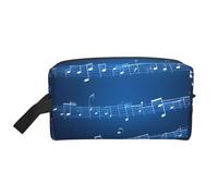 Blue Musical Notes Print Travel Makeup Portable Cosmetic Organizer Pouch Large Bag Capacity Storage Bag