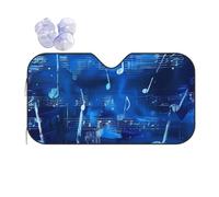 Blue Musical Notes Printed Car Windshield Sun Shade - Foldable Sun Visor for Car, Car Sun Shade Windshield Protector, Keeps Vehicle Cool & Comfort, Universal Fit Small