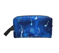 Blue Musical Notes Printed Makeup Bag Travel Portable Cosmetic Bag Large Capacity Makeup Case Toiletry Handbag Organiser for Women