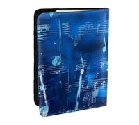 Blue Musical Notes Printed Passport Holder - 6.5 x 4.5 Inch RFID Blocking Travel Wallet,Stylish Passport Cover,Lightweight Document Organizer for Cards