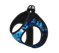 Blue Musical Notes Printing Dog Summer Harness With Leash Set,Adjustable And Reflective Step-In Puppy Pet Vest Harnesses