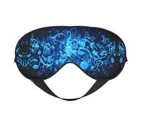 Blue Musical Notes Printing Reversible Design Sleep Mask, Ideal for Camping, Meditation & Shifts, Snug Fit,No Light Leakage