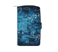 Blue Musical Notes Wallet Multifunctional Leather Wallets for Men Compact Long Wallet Credit Card Holder Passport Bag