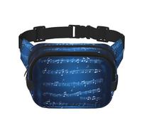 Blue Musical Notes Zipper Fanny Pack, Crossbody Bags with Adjustable Strap for Jogging, Cycling