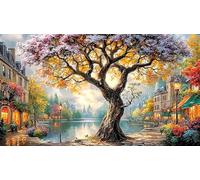 Blue-mystical-bonsai-tree-with-glowing-butterflies Adult Jigsaws Puzzle 1000 Pieces Recycled Paper Educational Game Challenge for Wall Decoration and Gifts Beautiful Decoration Puzzle 70x50/1000pcs