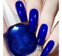 Blue Nail Polish, Navy blue Nail Polish Dark blue Nail Varnish, Holographic Quick Dry Nail No UV Lamp Curing, Long Lasting, Chip Resistant, Non-Toxic, Quick Drying, At Home (18#Satin Blue)
