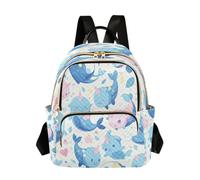 Blue Narwhals Cute Pink Backpack Bookbag Mini Shoulder Bag for Travel Teen
