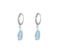 Blue Natural Stone Beaded Dangle Drop Earrings for Women Handmade Irregular Crystal Birthstone Lightweight Statement Dangling Hoop Hypoallergenic Fashion Jewelry