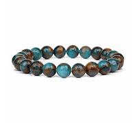 Blue Natural Stone Bracelets for Men White Moonstone Black Lava Beaded Stretch Bracelet Lapis Lazuli Yoga Jewelry,10.Blue Dot Stone,23 Cm