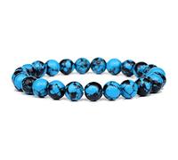 Blue Natural Stone Bracelets for Men White Moonstone Black Lava Beaded Stretch Lapis Lazuli Yoga Jewelry,21.Howlite,23 Cm