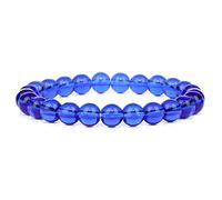 Blue Natural Stone Bracelets for Men White Moonstone Black Lava Beaded Stretch Lapis Lazuli Yoga Jewelry,13.Glass Crystal,21 Cm