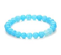 Blue Natural Stone Bracelets for Men White Moonstone Black Lava Beaded Stretch Lapis Lazuli Yoga Jewelry,27.Blue Agate,17cm