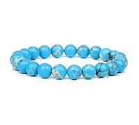 Blue Natural Stone Bracelets for Men White Moonstone Black Lava Beaded Stretch Lapis Lazuli Yoga Jewelry,24.Imperial Stone,17cm