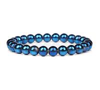 Blue Natural Stone Bracelets for Men White Moonstone Black Lava Beaded Stretch Lapis Lazuli Yoga Jewelry,17.K9 Crystal,19cm