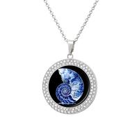 Blue Nautilus Seashell Women's Necklaces Round Alloy Pendant Necklace Minimalist Jewelry