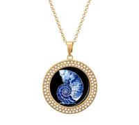 Blue Nautilus Seashell Women's Necklaces Round Alloy Pendant Necklace Minimalist Jewelry