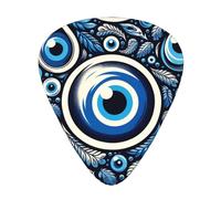 Blue-Nazar-Amulet 12 Pack Guitar Picks With 3 Thicknesses And Storage Box, Abs Plectrums For Electric Bass Guitar Players