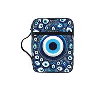 Blue-Nazar-Talismans Bible Cover Case with Handle, Water-Resistant Oxford Fabric Bible Bag Organizer with Zipper Pockets for Church