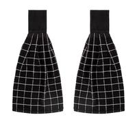 Blue Needles Hanging Kitchen Towels - Black 100% Cotton Solid Kitchen Tie Towel, Set of 2 Hand Dish Cloth with Hanging Loops 9 x 17 Inches, Absorbent, Super Soft, and Fast Drying Home Essential