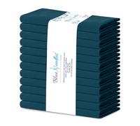 Blue Needles Solid Cloth Napkins Set of 12 Crystal Teal 100% Cotton Dinner Napkins 18x18 inches - Soft, Reusable, Absorbent & Washable Linen, Ideal for Christmas Events, Parties & Everyday Use