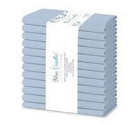 Blue Needles Solid Cloth Napkins Set of 12 Ice Blue 100% Cotton Dinner Napkins 18x18 inches - Soft, Reusable, Absorbent & Washable Linen, Ideal for Wedding Events, Parties & Everyday Use