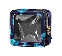 Blue Neon Fluorescent Bird Clear Travel Makeup Bag Travel Toiletry Bag Makeup Organizer for Women