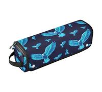 Blue Neon Fluorescent Bird Hot Hair Tools Travel Bag and Heat Resistant Mat with Zipper Carrying Case Flat Curling Iron Waterproof Organizer for Curling Iron Straightener Flat Hair Dryer,