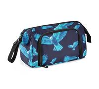 Blue Neon Fluorescent Bird Pencil Case Large Capacity Cute Pencil Case Multifunctional Stand Up Pencil Case for Teen Boys Elementary