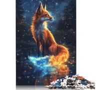 Blue Neon Fox And The Moon 500 Piece Jigsaw Puzzle for Adults Family Game Teens Jigsaw Puzzle 500pcs (52x38cm)