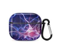 Blue Nerve Cell Bluetooth Earbuds Case Cover Full Body Shockproof Protection Hard Case Support Wireless Charging with Keychain Personalized Gift for AirPods 3