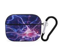 Blue Nerve Cell Earbuds Organizer Shockproof Protective Airpods Pro Cover with Carabiner Clip Anti Fall Carrying Earphone Case Cover for Airpods Pro 2nd Generation Black