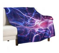 Blue Nerve Cell Flannel Throw Blanket - 60"x80" Soft Lightweight Plush Blanket for Couch Bed Sofa, Oversized Camping Travel Blankets, Machine Washable Home Decor Gift for Men Women