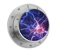 Blue Nerve Cell Kitchen Timer 60 Minute Visual Wind Up Timers Indoor Mechanical Timers with Magnetic Base Stainless Steel Timer for Home Cooking Time Management Tool