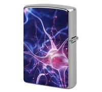 Blue Nerve Cell Lighter Case Double-Sided Graffiti Lighter Holder - Metal Lighters Protective Cover, Universal Fit for Standard Lighters, Stylish Gift for Men & Women